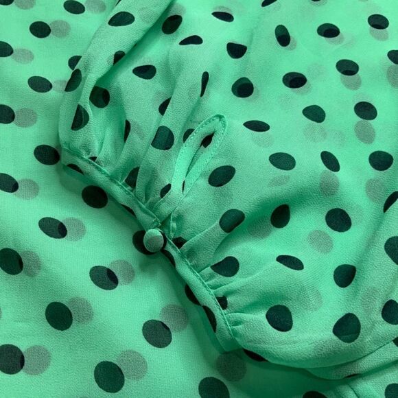 ANTHROPOLOGIE Hi There From Karen Walker Polka Dot Sheer Batwing Blouse Sz 2 - Picture 9 of 10